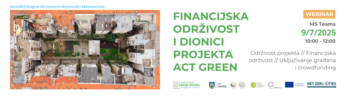 Poziv na webinar “Financijska održivost i dionici projekta ActGREEN”